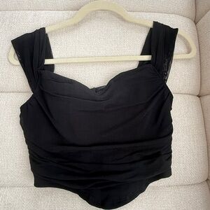 Classic Black Ruched Sleeveless Top